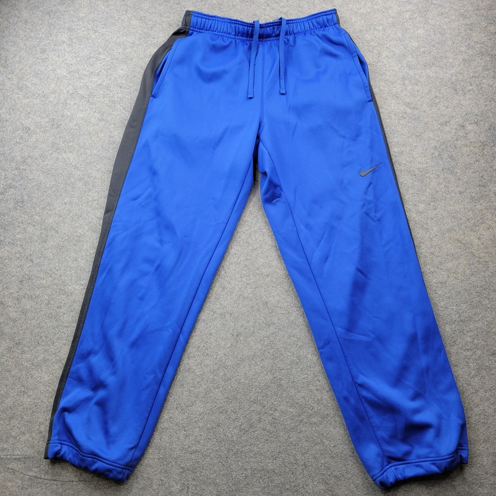Nike Therma-FIT Mens Blue‎ Gray Stripe Fleece Jogger Sweatpants Size Medium